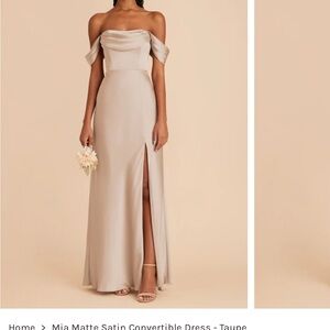 Birdy Grey Mia Matte Satin Convertible Dress - Taupe (xs)